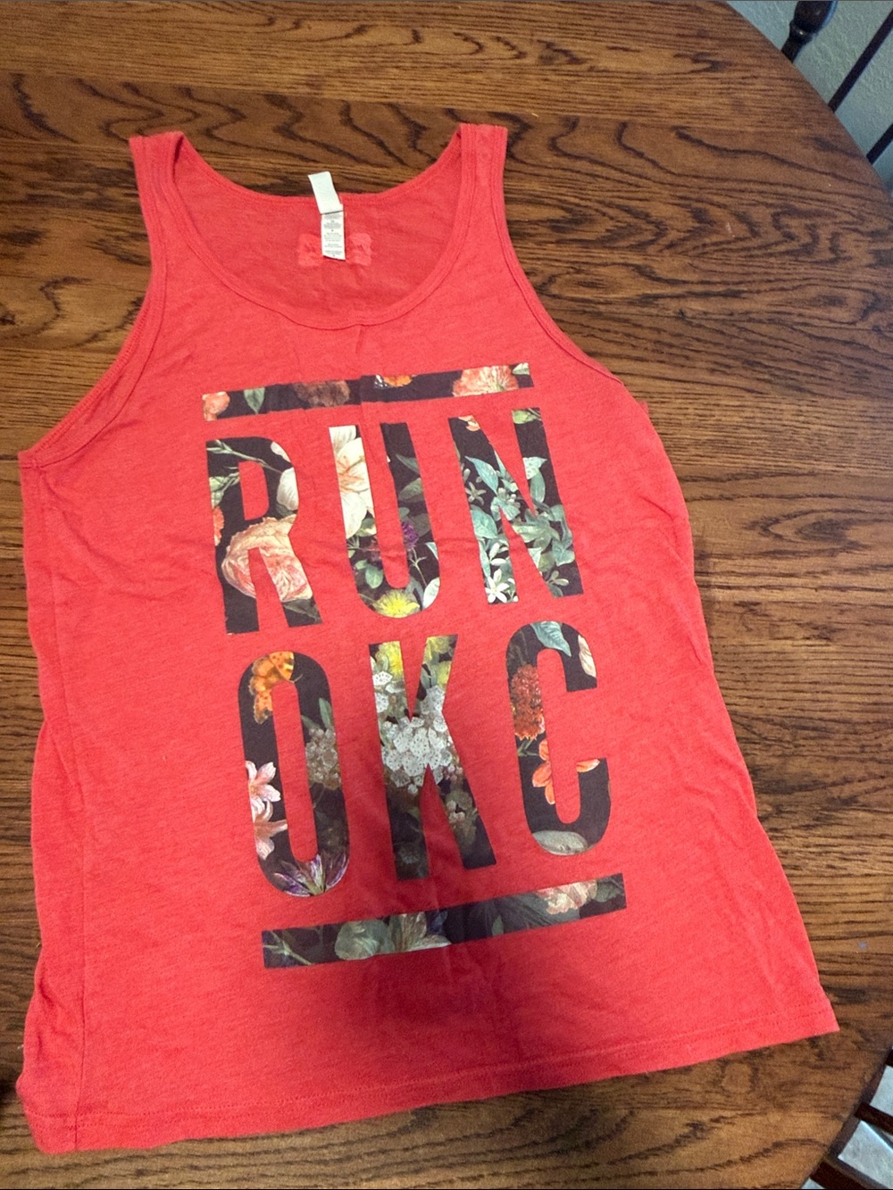 Run OKC Floral Graphic Tank Top - Coral